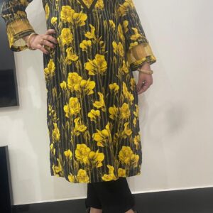 2pc stitched yellow floral dress