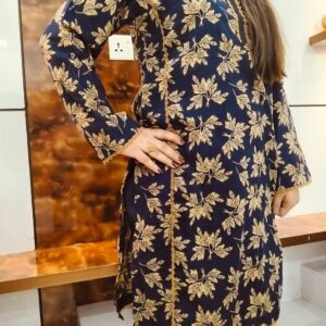 blue and gold 2pc stitched dress